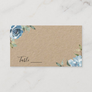 Dusty Blue Botanical Wedding Place Card