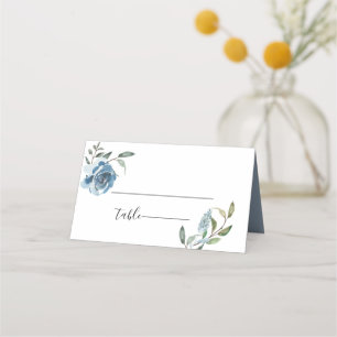 Dusty Blue Botanical Wedding Place Card