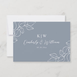 Dusty Blue Botanical Wedding RSVP CARD