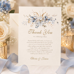 Dusty Blue Botanical Wedding Thank You Card