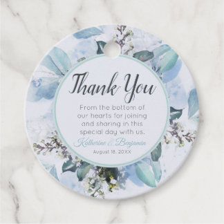Dusty Blue Botanical Wedding Thank You Favour Tags