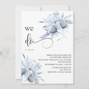 *~* Dusty Blue Bouqet Floral RSVP QR AR15 WEDDING Invitation