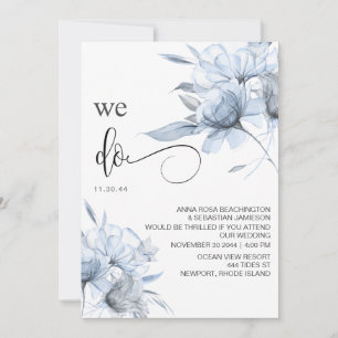 *~* Dusty Blue Bouqet RSVP QR AR15 Floral WEDDING Invitation