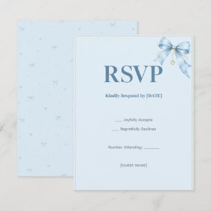 Dusty Blue Bow Baby Shower RSVP Card
