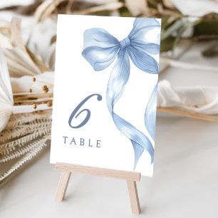 Dusty Blue Bow Bridal Shower Table Number
