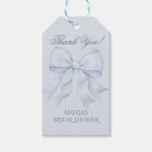 Dusty Blue Bow Bridal Shower Thank You Gift Tags