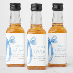 Dusty Blue Bow Cheers To The Future Bridal Shower  Liquor Bottle Label