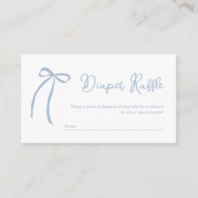 Dusty Blue Bow Diaper Raffle Enclosure Card (Front)