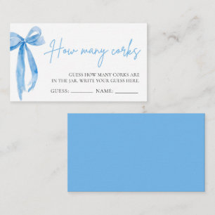 Dusty Blue Bow Guess How Many Corks Game Enclosure Card