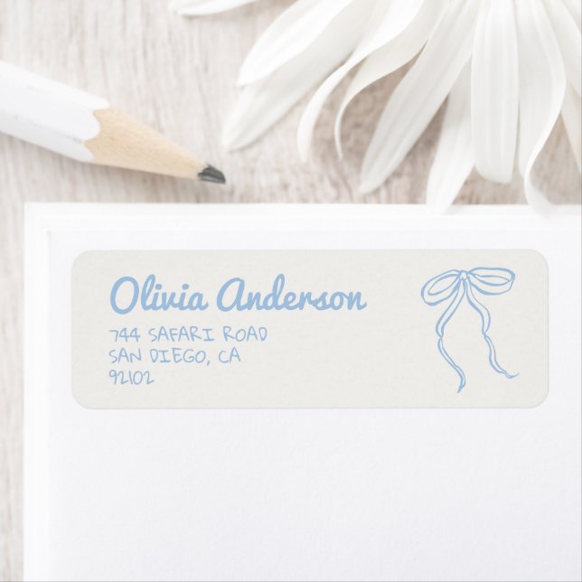 Dusty Blue Bow Hand Written Drawn Boy Baby Shower (Insitu)