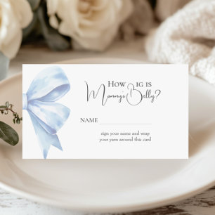 Dusty Blue Bow How Big Is Mommy Belly Baby Shower  Enclosure Card