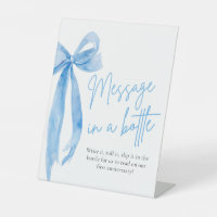 Dusty Blue Bow Message In A Bottle Sign Game