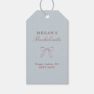 Dusty Blue Bow Personalized Bachelorette Party Gift Tags