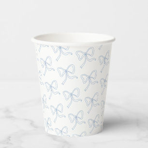 Dusty Blue Bow Ribbon Summer Party Paper Coasters Paper Cups
