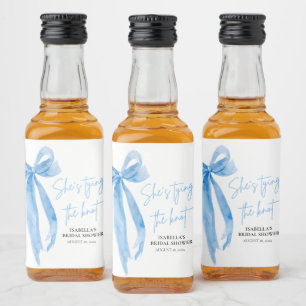 Dusty Blue Bow She's Tying the Knot Bridal Shower  Liquor Bottle Label