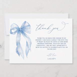Dusty Blue Bow She's Tying The Knot Bridal Shower Thank You Card