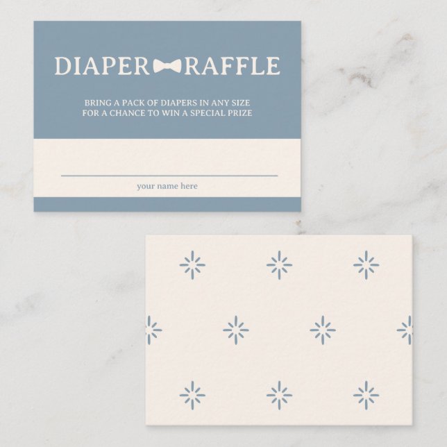 Dusty Blue Bow Tie Diaper Raffle Enclosure Card (Front/Back)