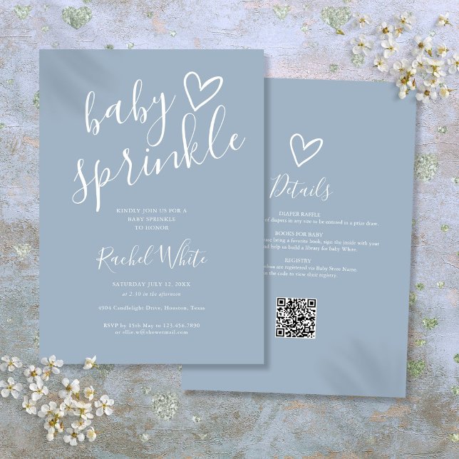 Dusty Blue Boy All In One Baby Sprinkle Shower Invitation (Dusty Blue Boy All In One Baby Sprinkle Shower Invitation)