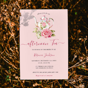 dusty blue bridal shower,afternoon tea invitation, invitation