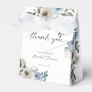 Dusty Blue Bridal Shower Floral Elegant Script Favor Box