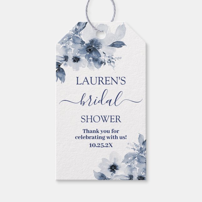 Dusty Blue bridal shower gift tags (Front)