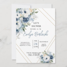 Dusty Blue Bridal Shower Invitation