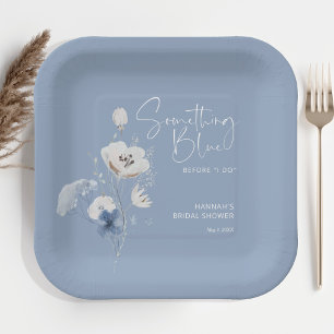 Dusty Blue Bridal Shower Paper Plate