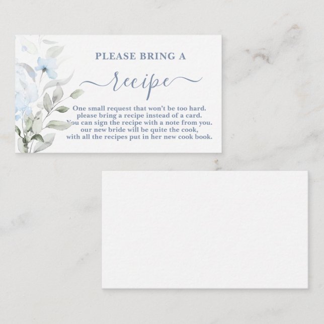 Dusty Blue Bridal Shower Recipe Card Request (Front/Back)