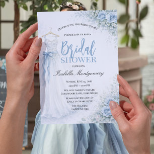 Dusty Blue Bridesmaid Dress Bridal Shower Invitation