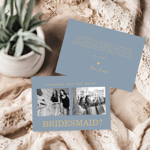 Dusty Blue Bridesmaid Proposal Photo  Card