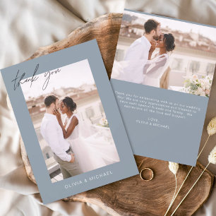 Dusty Blue Budget Mariage Photo Merci Cartes