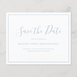Dusty Blue Budget Wedding Save the Date Flyer