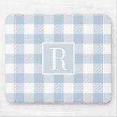 Dusty Blue Buffalo Check Monogram Mouse Pad (Front)