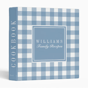 Dusty Blue Buffalo Plaid Recipe Cookbook Binder