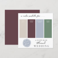 Dusty Blue Burgundy & Green Colour Palette Card