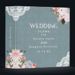 Dusty Blue Burlap Lace and Floral Wedding Planner Binder<br><div class="desc">Rustic Dusty Blue Burlap Lace and Blush Floral Wedding Planner Binder. Perfect for your spring or summer garden, barn, or country rustic themed wedding notes and appointments. In a soft subtle muted colour palette of light blush pink, dusty blue greys, and simple classic white. The elegant floral serif font is...</div>