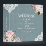 Dusty Blue Burlap Lace and Floral Wedding Planner Binder<br><div class="desc">Rustic Dusty Blue Burlap Lace and Blush Floral Wedding Planner Binder. Perfect for your spring or summer garden, barn, or country rustic themed wedding notes and appointments. In a soft subtle muted colour palette of light blush pink, dusty blue greys, and simple classic white. The elegant floral serif font is...</div>