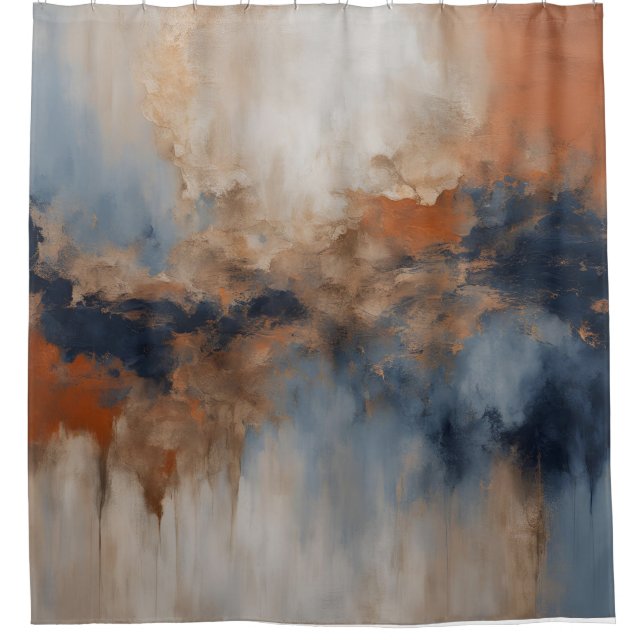 Dusty Blue Burnt Orange Navy Abstract (Front)