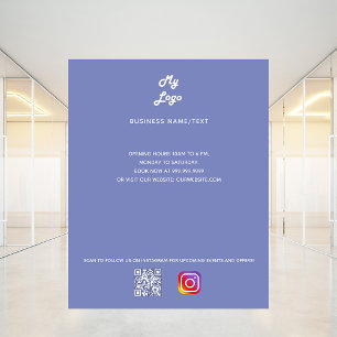 Dusty blue business logo qr code instagram flyer