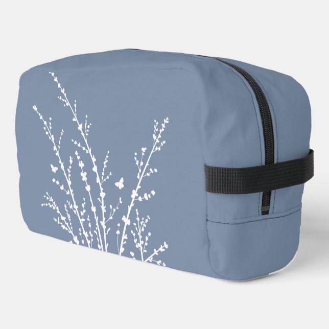 Dusty Blue Butterflies Botanical Branches Modern   Dopp Kit (Left Corner)