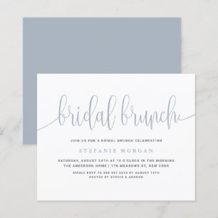 Dusty Blue Calligraphy Bridal Brunch Invitation