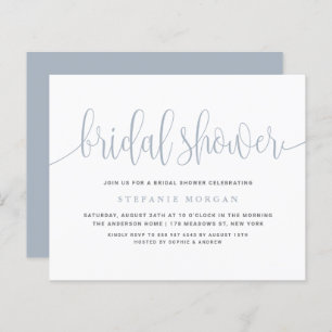 Dusty Blue Calligraphy Bridal Shower Invitation