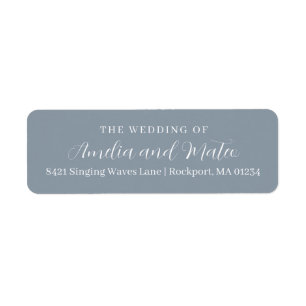 Dusty Blue Calligraphy Mariage Adresse de retour