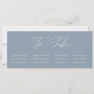 Dusty Blue Calligraphy Top Table Seating Card