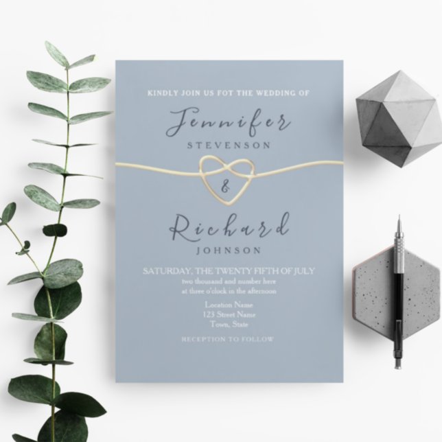 Dusty Blue Calligraphy Wedding Invitation (Creator Uploaded)
