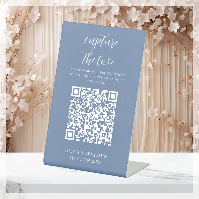 Dusty Blue | Capture The Love QR Code Pedestal Sign (Creator Uploaded)