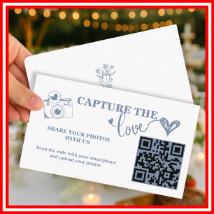 Dusty Blue Capture The Love QR Code Wedding Enclosure Card