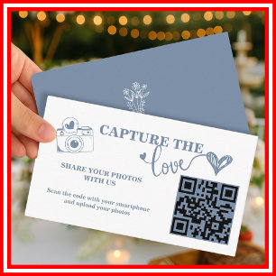 Dusty Blue Capture The Love QR Code Wedding Enclosure Card