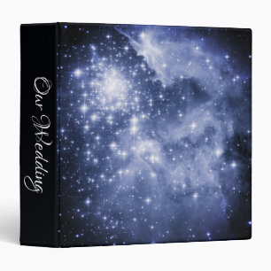 Dusty Blue Celestial Sparkly Stars Wedding Binder