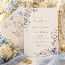Dusty Blue Champagne Ivory Botanical Wedding
